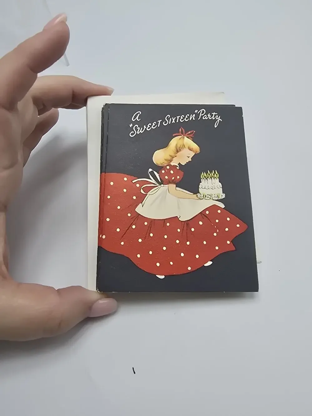 1960s It's A Sweet 16 Party set of 7 Retro MCM Invitation cards & envelopes